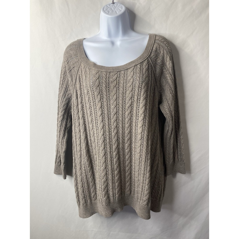 American Eagle Womens Cable Knit Chunky Sweater Size XL Preppy Open‎ Knit Cozy